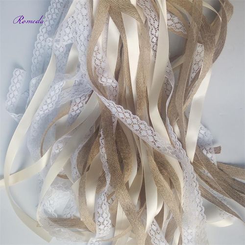 IVINLA Jute Wedding Ribbon Wands with Bells for Celebratory Events