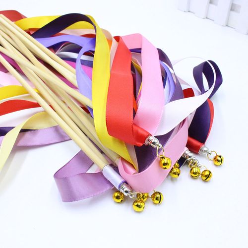 Colourful Ribbon Wedding Wands with Bells for Elegant Decorations