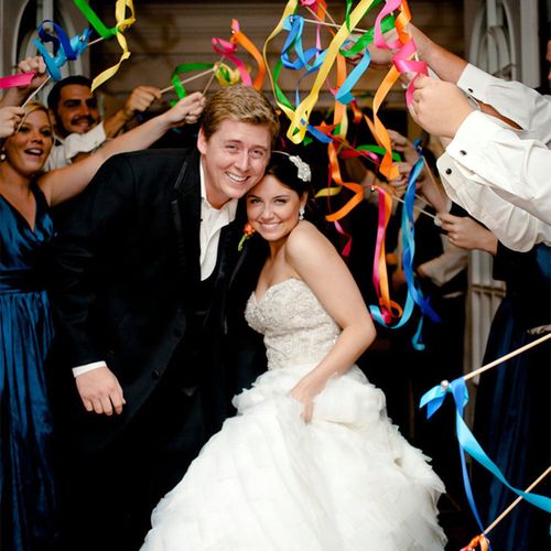 Colourful Ribbon Wedding Wands with Bells for Elegant Decorations