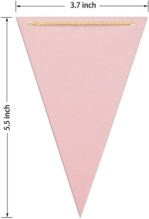 10Ft Pink White Gold Triangle Garland Banner for Party Decor