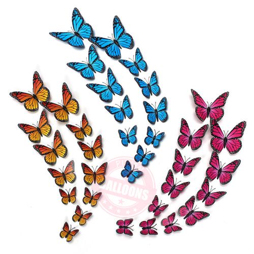 12pcs PVC Monarch Butterfly Decor for Weddings & Parties - Creative Decoration