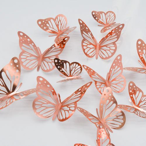 Elegant Rose Gold 3D Butterfly Ornaments for Romantic Home Decor
