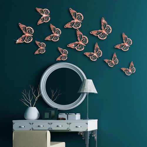 Elegant Rose Gold 3D Butterfly Ornaments for Romantic Home Decor