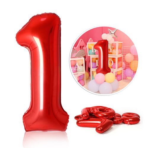 40-Inch Red Number Foil Balloons for Birthday & Party Celebrations