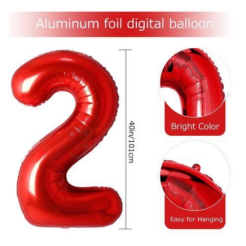 40-Inch Red Number Foil Balloons for Birthday & Party Celebrations