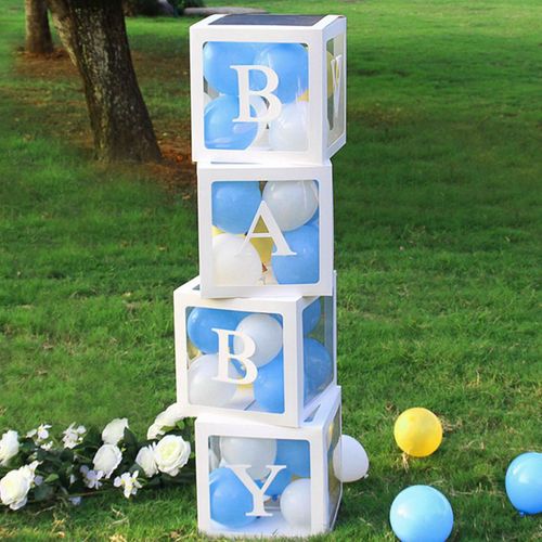 FENGRISE Transparent Alphabet Balloon Box for Birthday & Party Decor