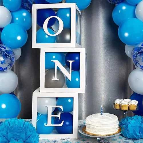 FENGRISE Transparent Alphabet Balloon Box for Birthday & Party Decor