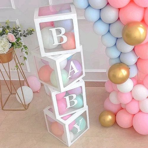FENGRISE Transparent Alphabet Balloon Box for Birthday & Party Decor