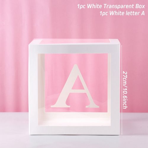 FENGRISE Transparent Alphabet Balloon Box for Birthday & Party Decor