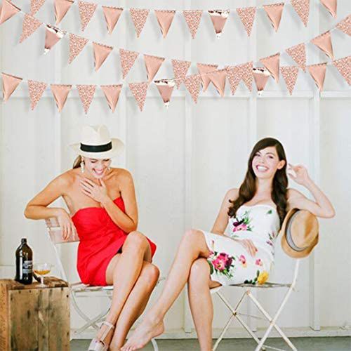 3M Rose Gold Paper Bunting Flags for Wedding Decorations & Celebrations