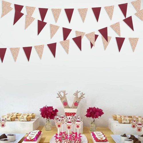 3M Rose Gold Paper Bunting Flags for Wedding Decorations & Celebrations