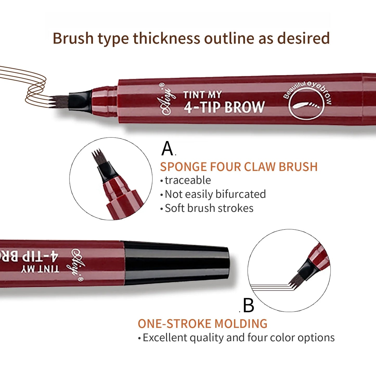 Four-Tip Precision Eyebrow Pencil | Waterproof & Long-Lasting