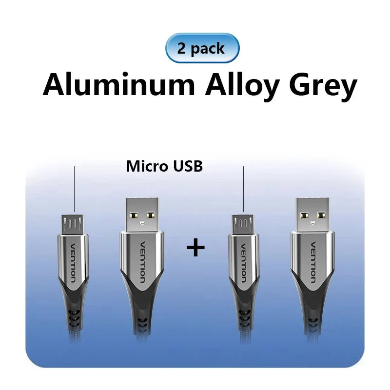 Vention Micro USB Cable 3A  Nylon Fast Charger USB Type C Data Cable for Samsung Xiaomi LG Android Micro USB Mobile Phone Cables