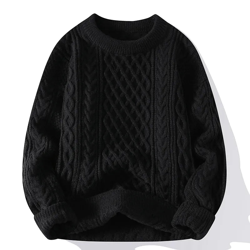 Multi Colour Vintage O Neck Solid Colour Men's Knitted Pullovers Loose Sweaters