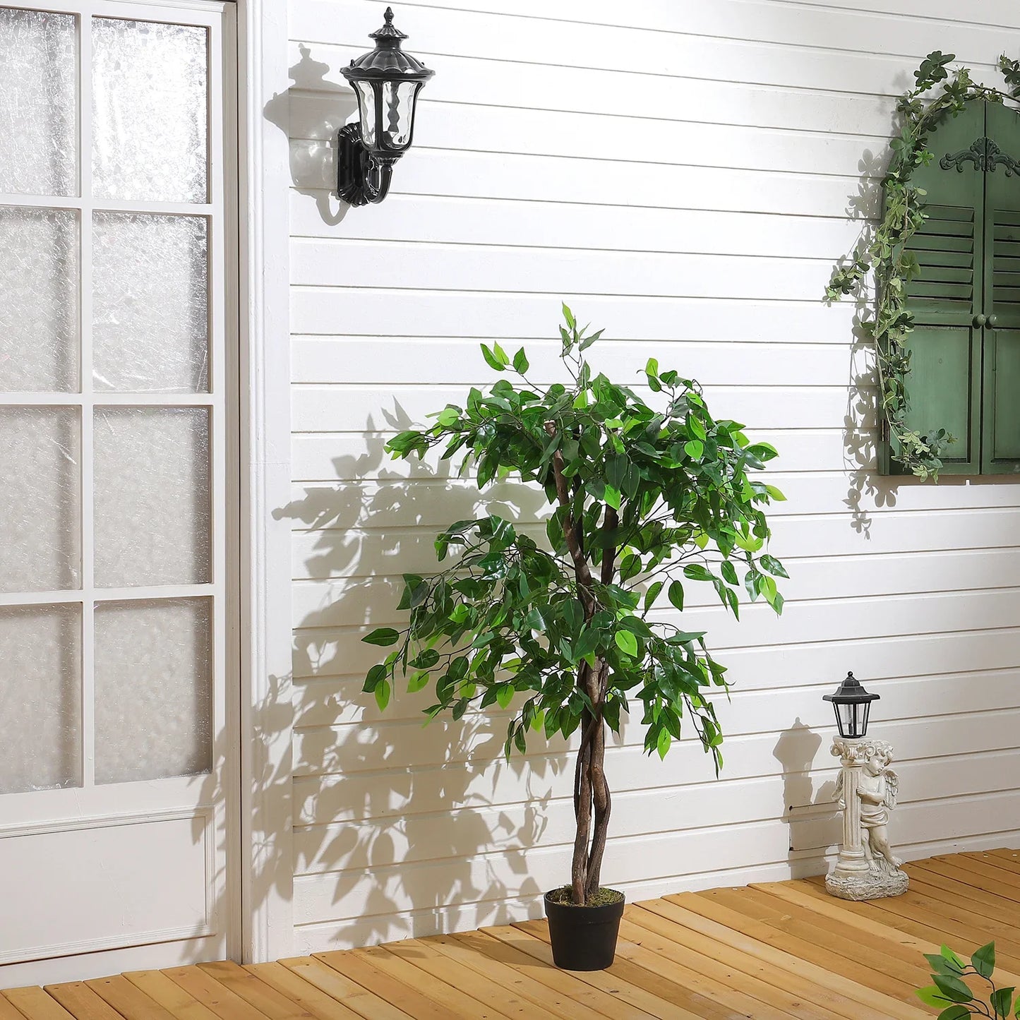 Breeins Artificial Green Tree in Pot | Lifelike Indoor & Outdoor Faux Plant