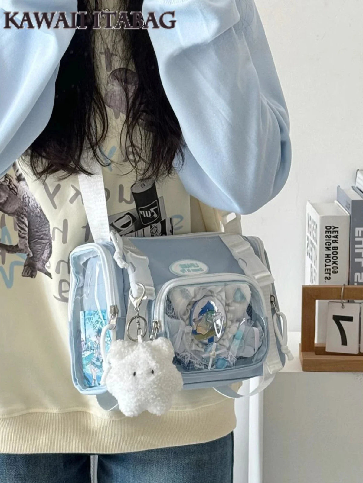 New Fashion 2025 Itabag Women Multipocket Clear Transparent Bag Summer Crossbody Bags Bucket Bag College Student Shoulder Bag