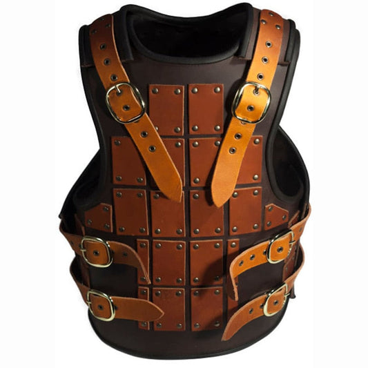 Medieval Mercenary Brigandine Armour | Brown & Beige PU Leather | Viking SCA LARP