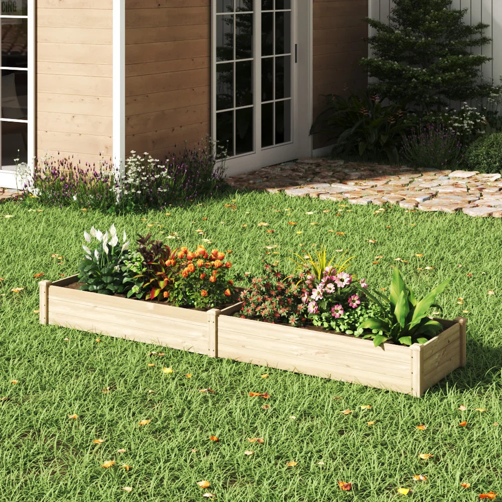 Raised Garden Bed Kit – Large Wooden Outdoor Planter Box for Vegetables, Flowers & Herbs
