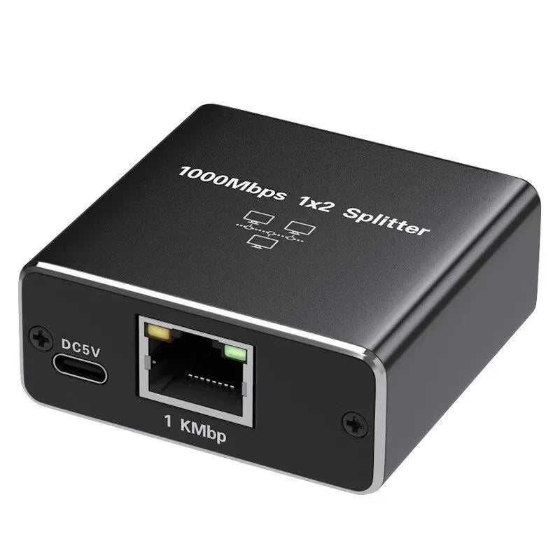 1-to-2 Gigabit Ethernet Splitter – RJ45 1000Mbps Network Adapter