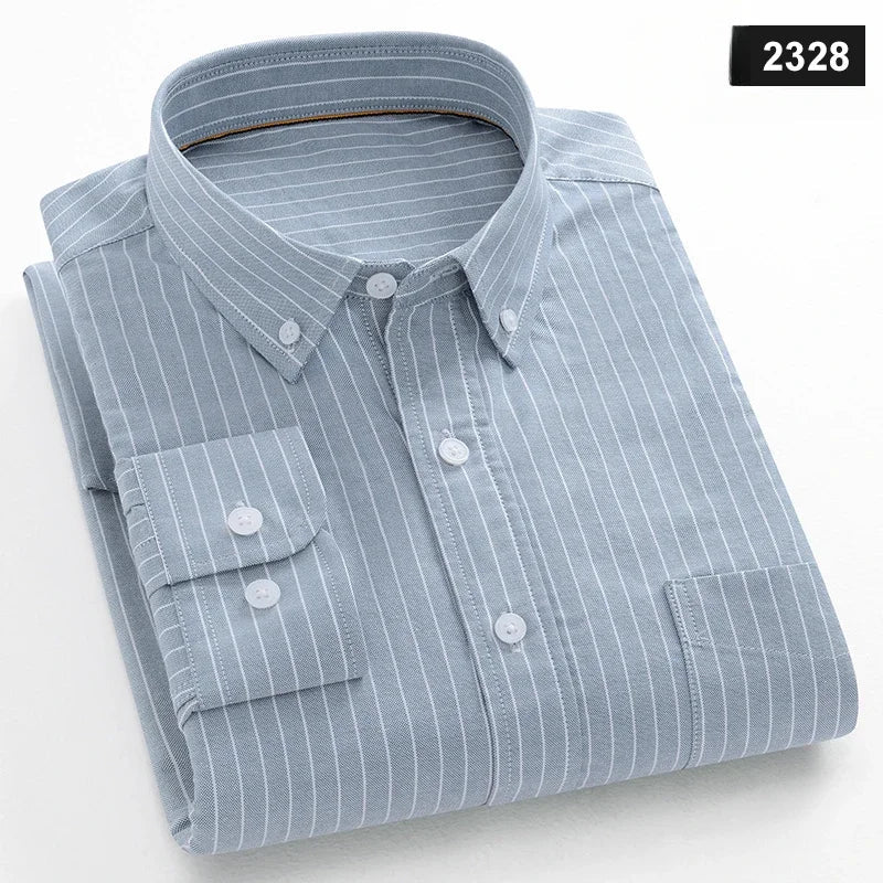 Men's slim fit shirt 100% cotton long-sleeve shirts plaid