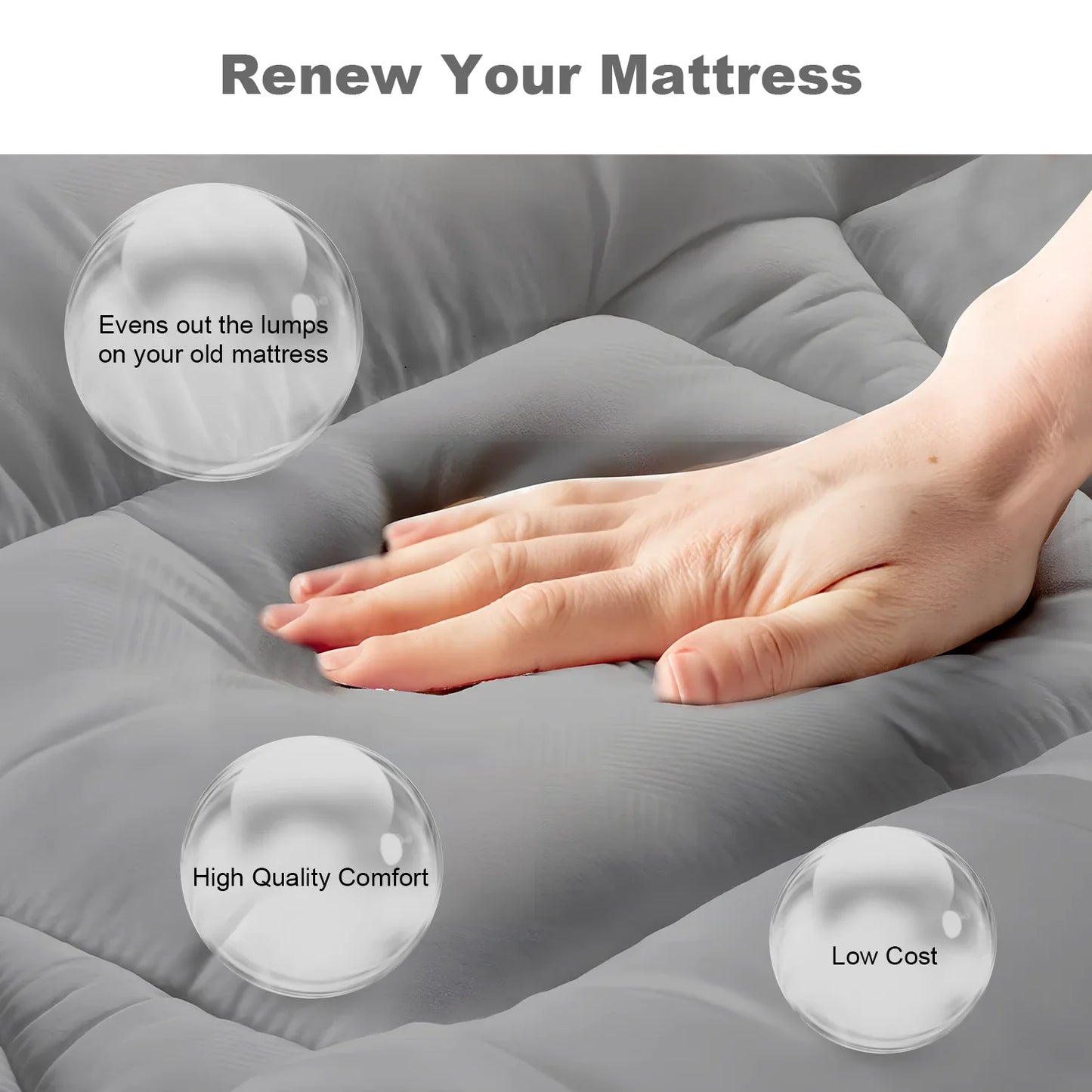 Thickened Mattress Topper – Cotton & Polyester Quilted Bed Cushion | UK Stock