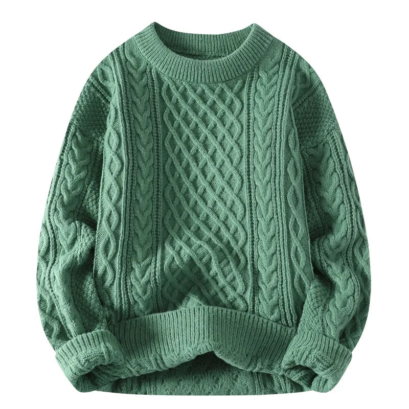 Multi Colour Vintage O Neck Solid Colour Men's Knitted Pullovers Loose Sweaters