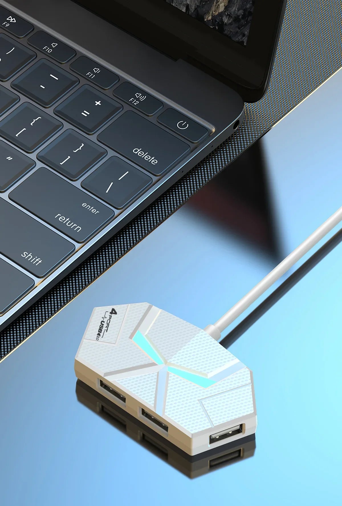 7-Port USB 2.0 Hub with Type-C Power Supply | 60cm & 1.2m Cable | Black or White