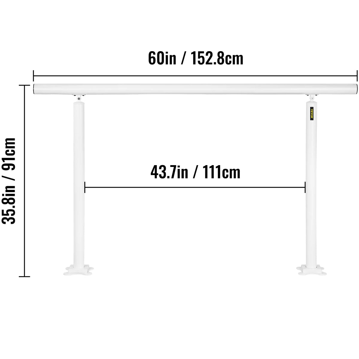 VEVOR Handrail for Outdoor Steps Aluminum Stair Handrail Fit 0-5 Steps w/ Installation Kit Building & Hardware Home Improvement