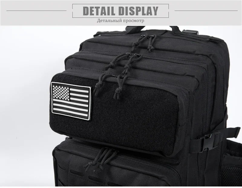 QT&QY 50L Tactical Backpack survival Bag Hunting MOLLE Backpack GYM For Men EDC Outdoor Hiking Rucksack Witch Bottle Holder