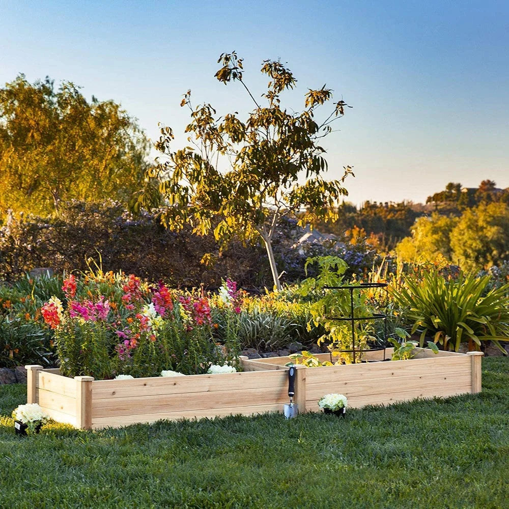 Raised Garden Bed Kit – Large Wooden Outdoor Planter Box for Vegetables, Flowers & Herbs