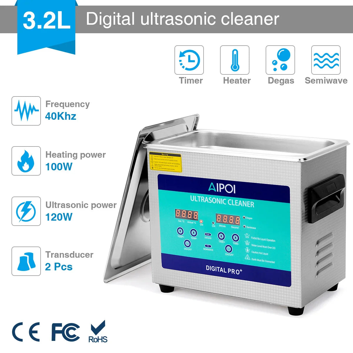 AIPOI Ultrasonic Cleaner – 800ml to 30L | Professional Home & Industrial Use