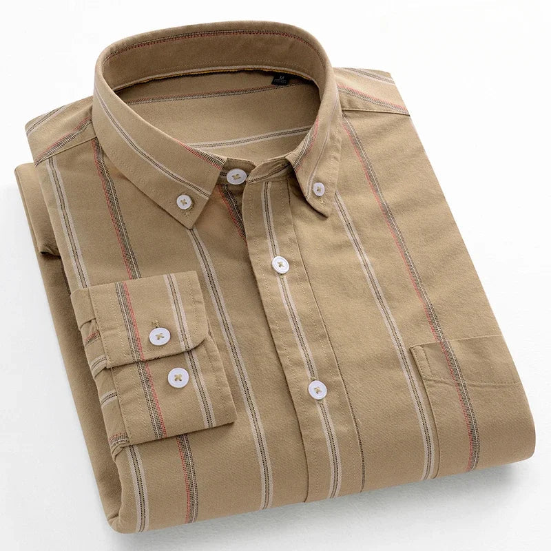 Men's slim fit shirt 100% cotton long-sleeve shirts plaid
