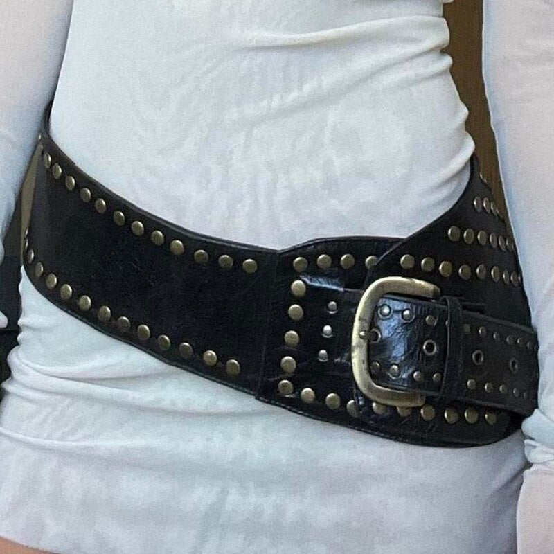 Rivet Ring Punk Crop Belt | Faux Leather Studded Belt with Rings