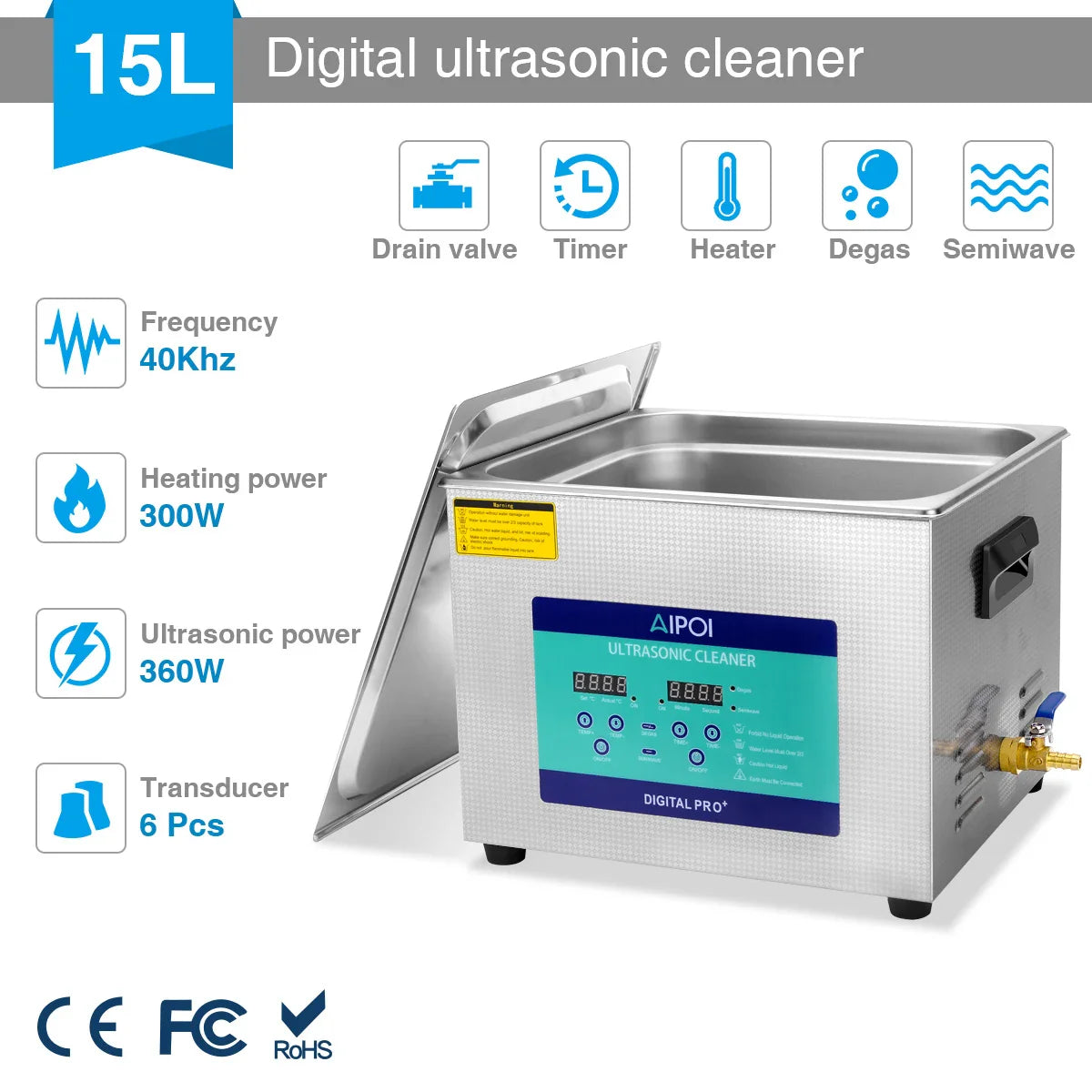 AIPOI Ultrasonic Cleaner – 800ml to 30L | Professional Home & Industrial Use