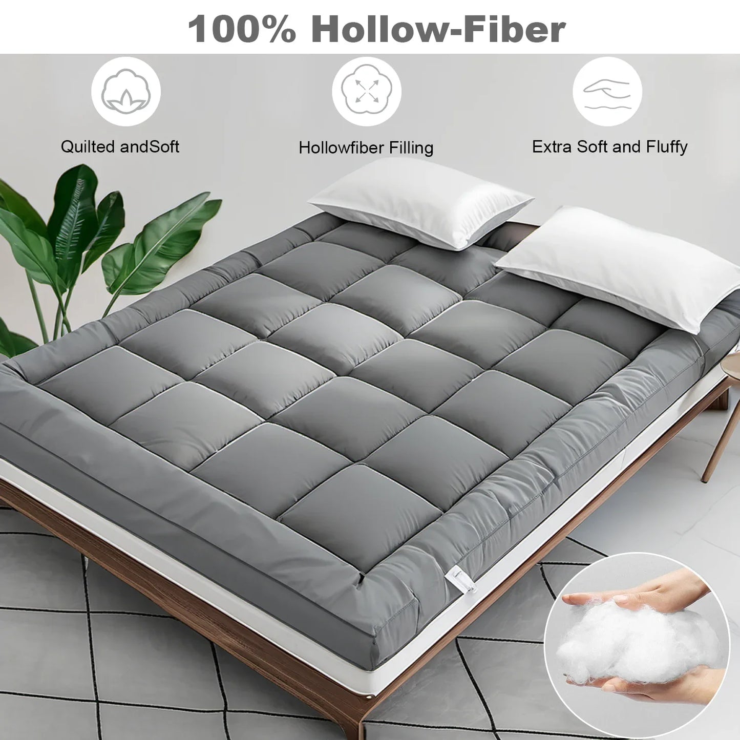 Thickened Mattress Topper – Cotton & Polyester Quilted Bed Cushion | UK Stock