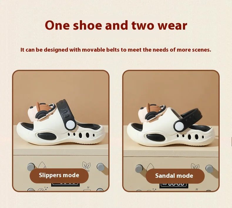 Children's Flip Flops, Anti Slip and Lightweight, Children's Hole Shoes, Soft Soled Cartoon Beach Shoes for Boys and Girls