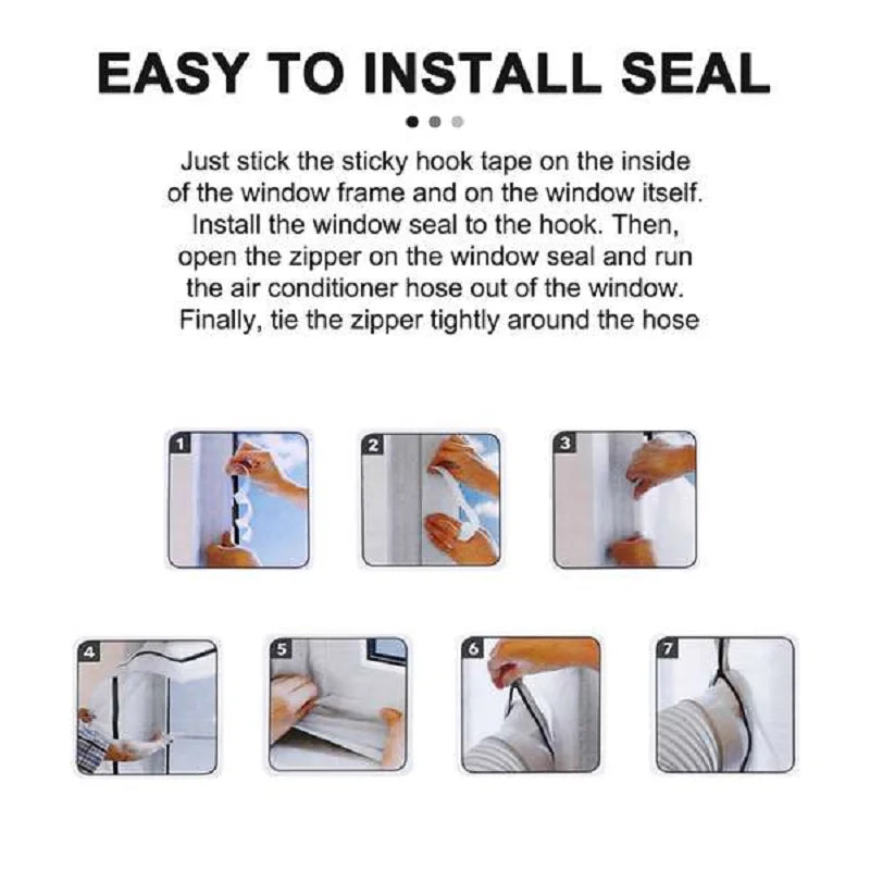 AirLock Window Seal for Portable Air Conditioner – 400cm Flexible Cloth Sealing Panel with Zip