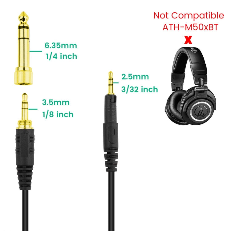 Replacement Spring Audio Cable for Audio-Technica ATH-M50X & ATH-M40X – 1.4m to 3m