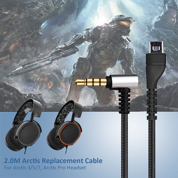 SteelSeries Arctis 3/5/7 & Pro 2-in-1 Audio Cable & PC Adapter Set – 2m Nylon Braided, Gold-Plated
