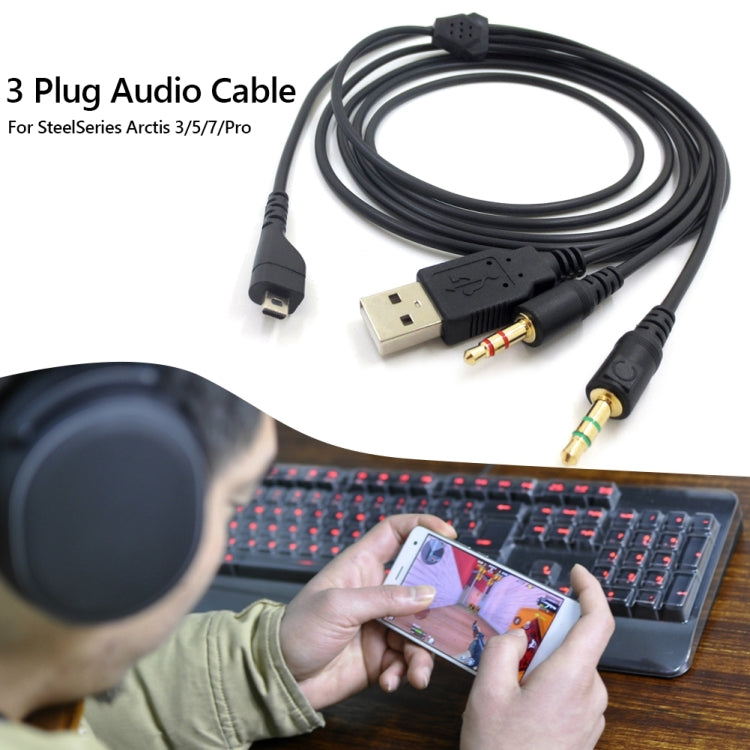 Replacement Audio Cable for SteelSeries Arctis 3/5/7/Pro Gaming Headsets - 2m 3.5mm Jack Lead