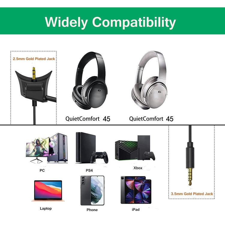 Replacement Audio Cable for Bose QC45 Headphones – 1.1m Oxygen-Free Copper
