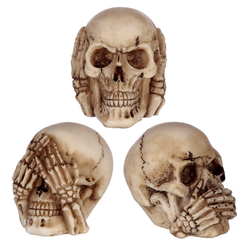 Set of 3 Small See No, Hear No, Speak No Evil Skulls