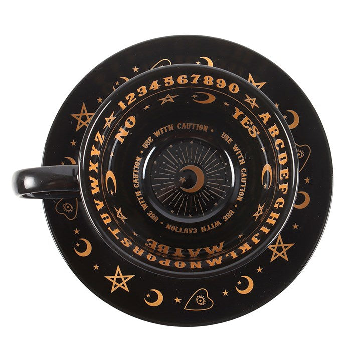 Black Talking Board Teacup and Saucer