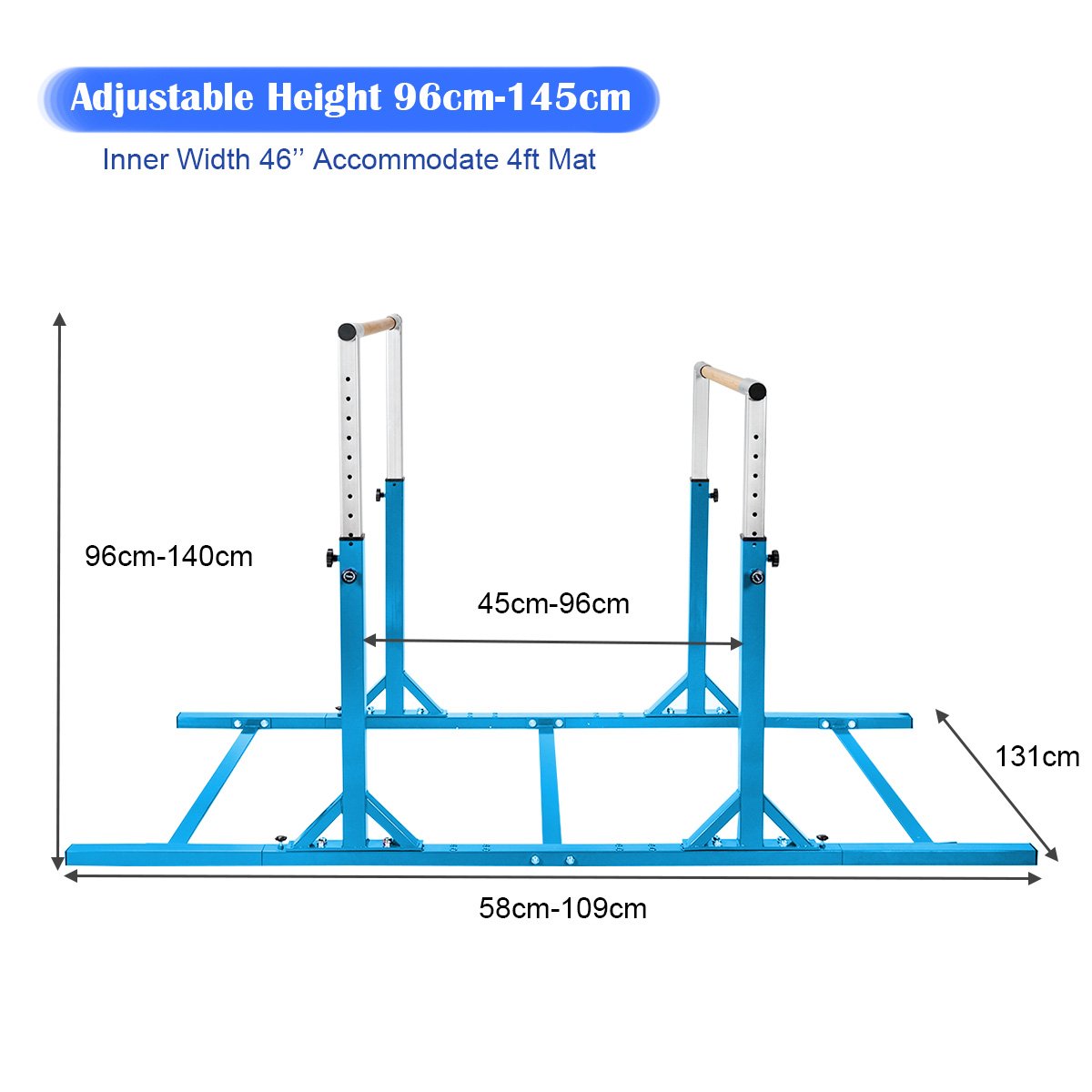 Kids Parallel Gymnastics Bar with Adjustable Width and 11-Level Heights-Pink