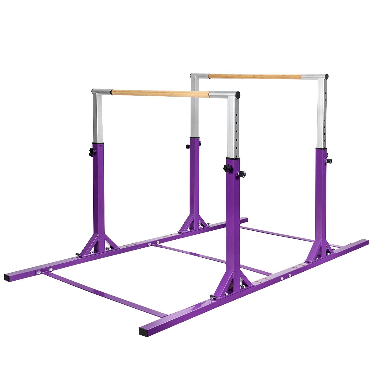 Kids Parallel Gymnastics Bar with Adjustable Width and 11-Level Heights-Pink