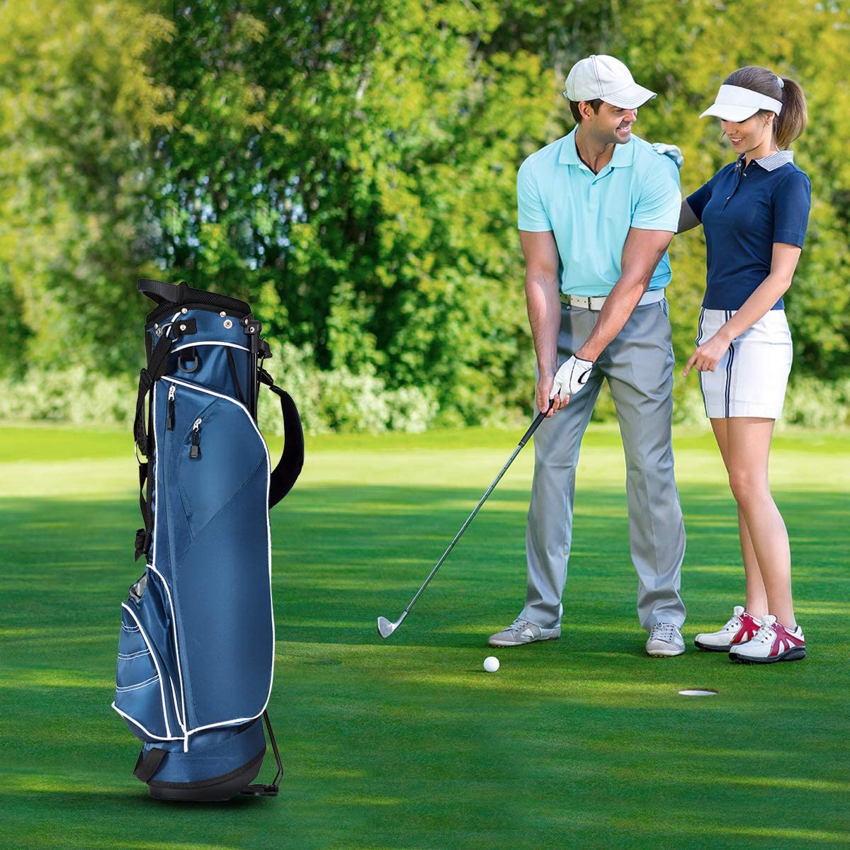 Golf Stand Bag with 4 Way Dividers-Black
