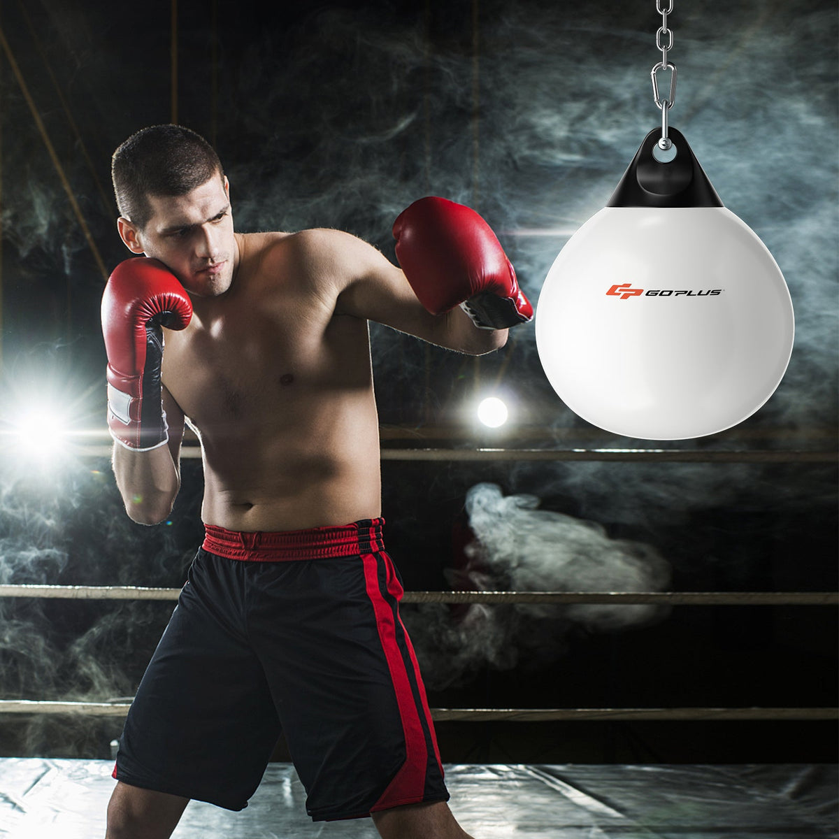 Water Punching Bag with Water Injector and Hanging Accessories-Black
