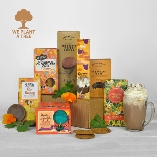 Nachhaltige Schokoladen-Geschenkbox | Karamell-Heiße Schokolade, Trüffel & mehr | Umweltfreundlich