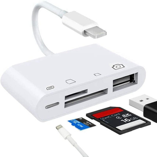 4-in-1 Lightning Camera Reader Adapter with SD/TF Card & USB Support