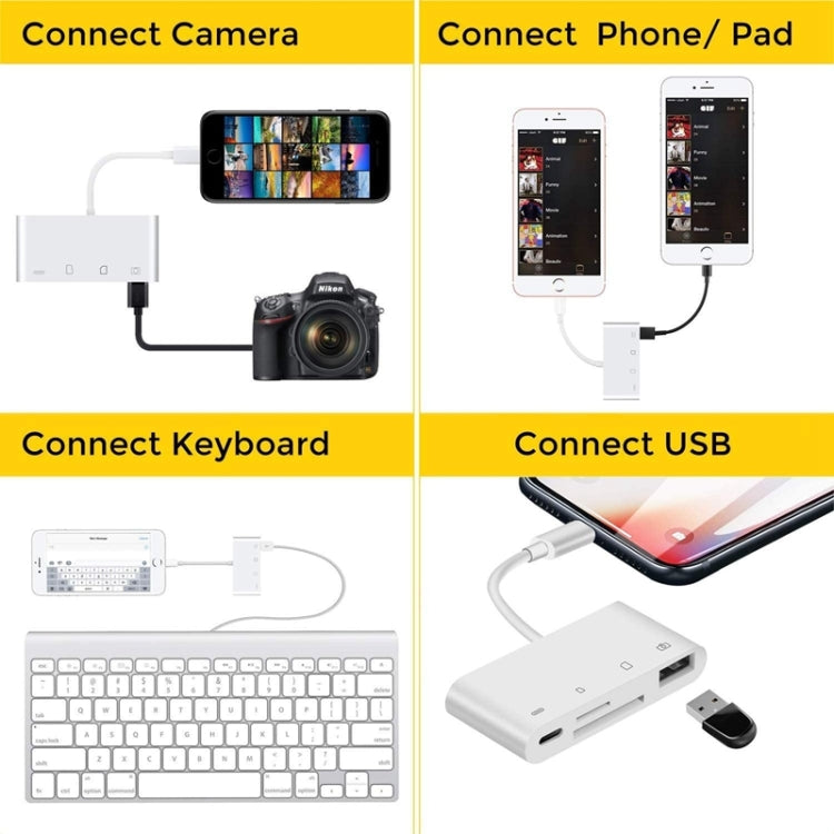4-in-1 Lightning Camera Reader Adapter with SD/TF Card & USB Support